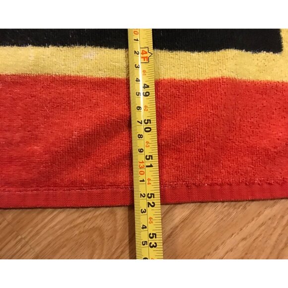 Mickey Mouse Beach Towel Disney Cotton Velou 52" x 29" Red Yellow Black - Picture 6 of 8